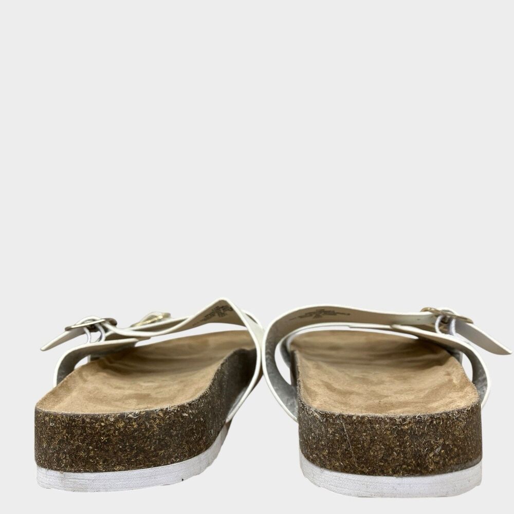 Nine West Double‎ Buckle Sandals 11 White Slip On Comfort Footbed Slides - Picture 9 of 11